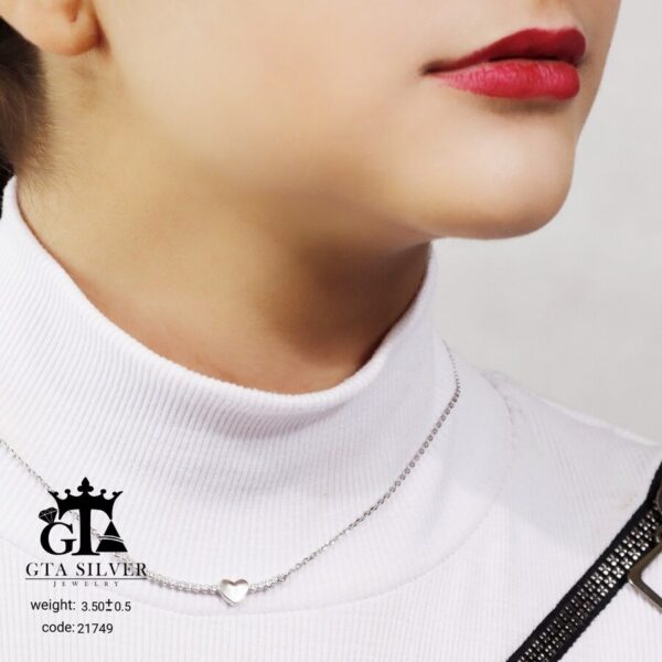 گردنبند نقره زنانه نگین دار طرح قلب کد 21749 - Image 2