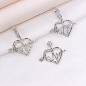 نیم ست نقره میکرو طرح قلب کد 16329