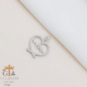 مدال نقره میکرو طرح ضربان قلب کد 21888