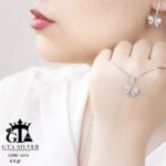 نیم ست نقره میکرو طرح پاپیون کد 16378 - Image 3