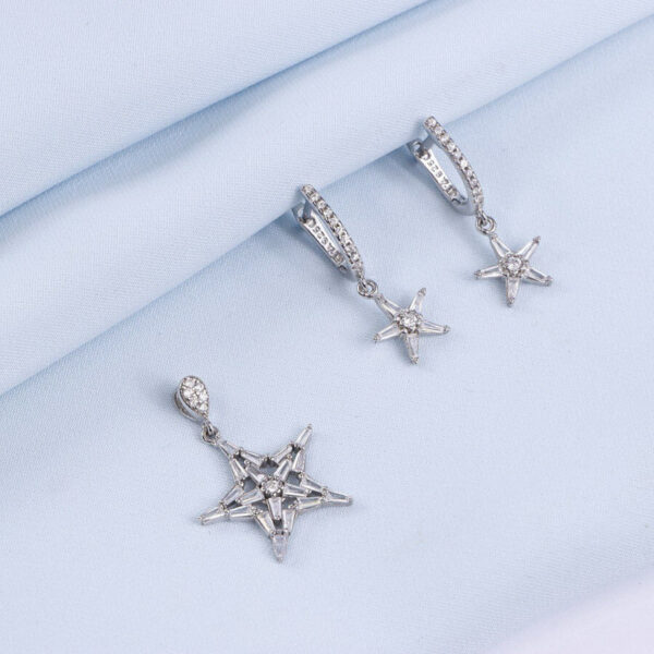 نیم ست نقره میکرو طرح ستاره کد 16342 - Image 2