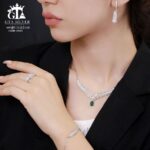 سرویس نقره نگین سبز مدل زنجیری سوپر میکرو کد 39007 - تصویر 2