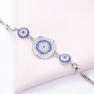 دستبند نقره میکرو چشم نظر کد 22039