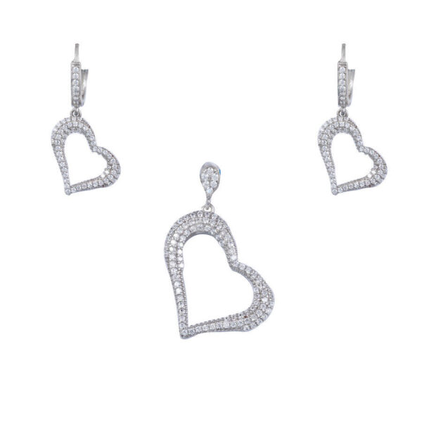 نیم ست نقره میکرو طرح قلب کد 16136 - Image 2