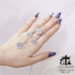 نیم ست نقره میکرو طرح چشم نظر کد 16617 - Image 4