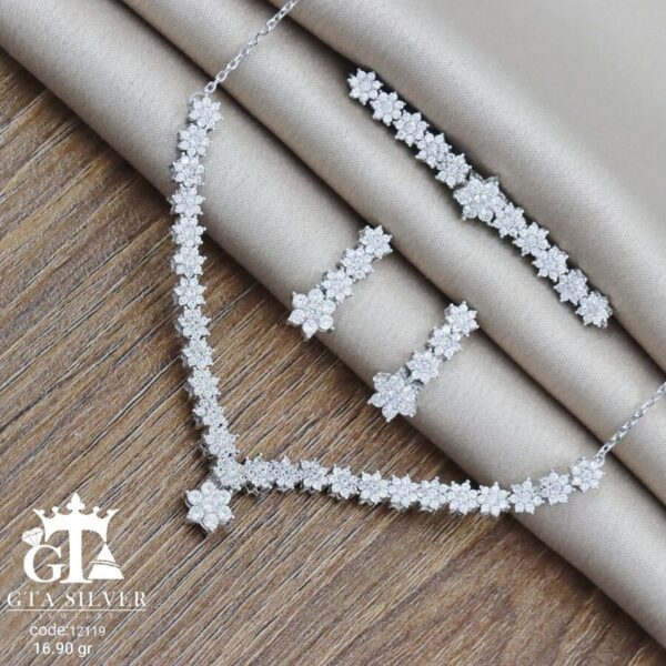 سرویس نقره طرح فلاور میکرو زنجیری کد 12119 - Image 3