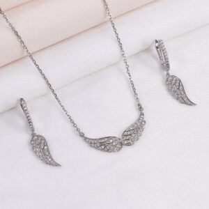 نیم ست نقره میکرو طرح بال کد 16314