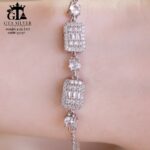 دستبند نقره میکرو طرح امرالدکات کد 22157 - تصویر 2