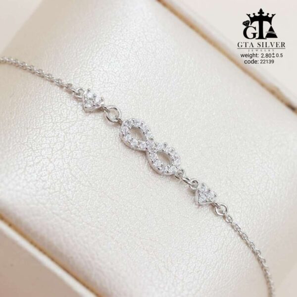 دستبند نقره زنانه میکرو طرح بی‌نهایت کد 22139 - تصویر 3