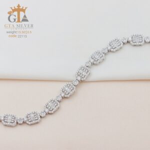 دستبند نقره میکرو طرح امرالدکات کد 22115