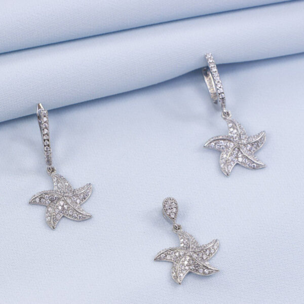 نیم ست نقره میکرو طرح ستاره دریایی کد 16380 - تصویر 2