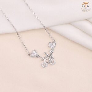 مدال نقره زنانه دوچرخه نگین دار میکرو کد 21952