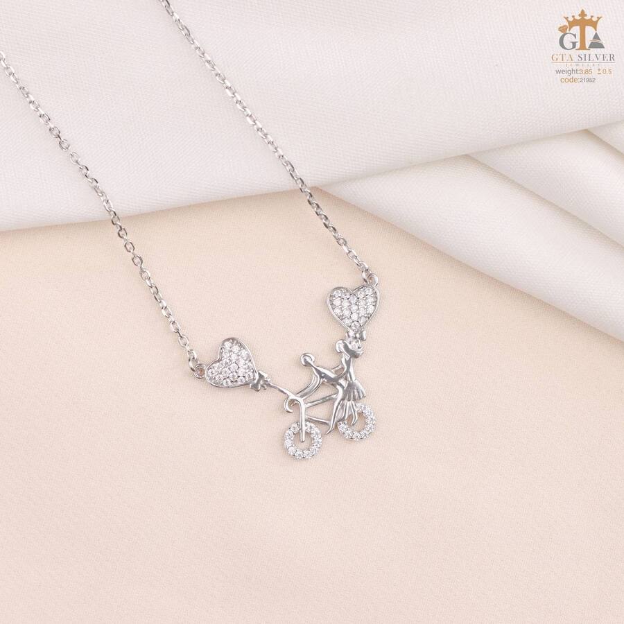 bbc08848-a4ec-4cb5-81a8-8fb1a5d906d4.jpg مدال نقره زنانه دوچرخه نگین دار میکرو کد 21952 - Image 1