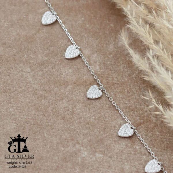 پابند نقره سوپرمیکرو قلبی کد 25026 - تصویر 3