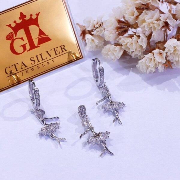 نیم ست نقره میکرو طرح بالرین کد 16280 - Image 2