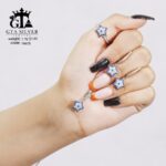 نیم ست نقره میکرو طرح چشم نظر کد 16605 - تصویر 4