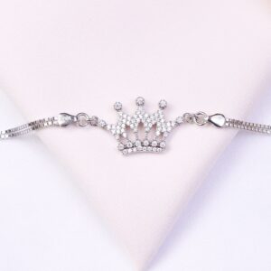 دستبند نقره میکرو طرح تاج کد 22024