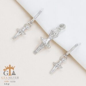 نیم ست نقره میکرو طرح رقص باله کد 16358