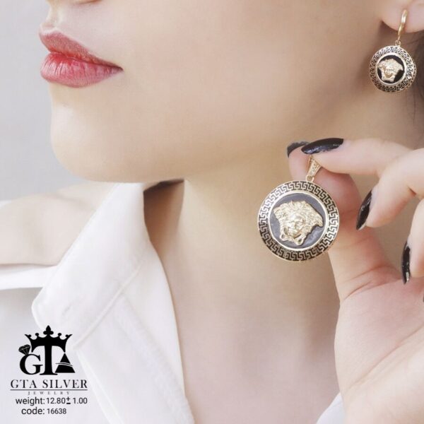 نیم ست نقره میکرو طرح ورساچه کد 16638 - Image 2