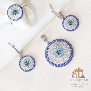 نیم ست نقره میکرو طرح چشم نظر کد 16602