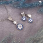 نیم ست نقره طرح چشم نظر کد 16684 - Image 3