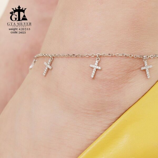 پابند نقره سوپرمیکرو طرح صلیب کد 25023 - تصویر 3