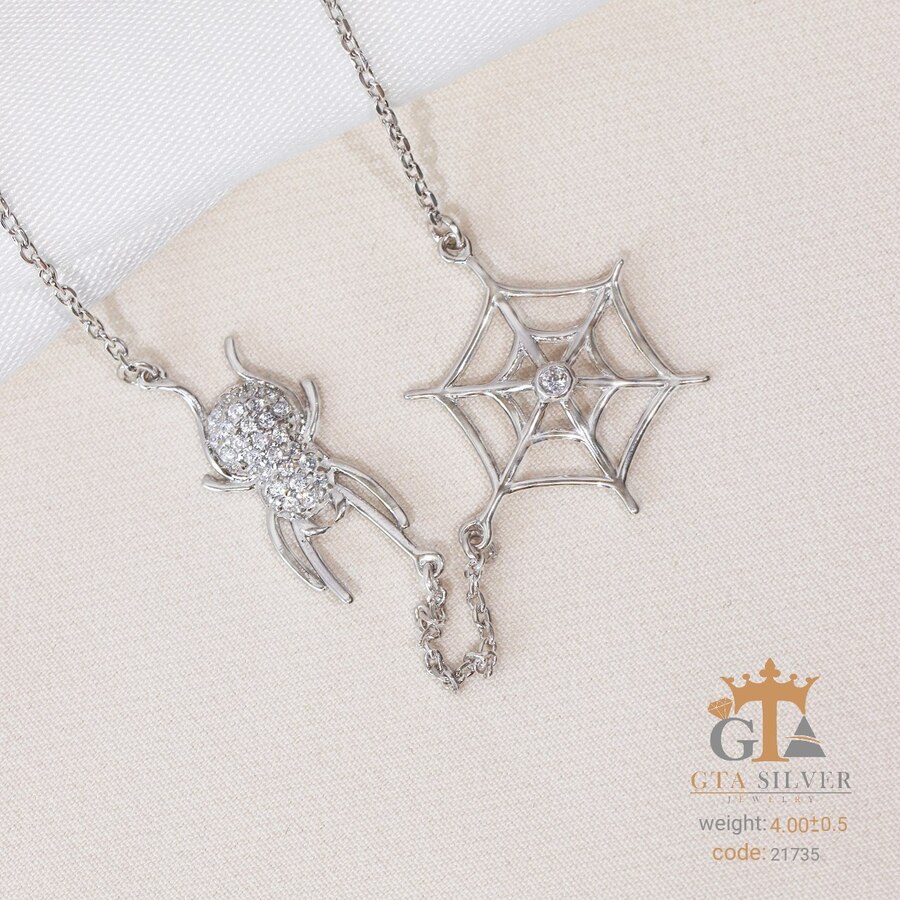 c0f7520d-0f31-438f-b2e2-296abc290c21.jpg گردنبند نقره زنانه طرح عنکبوت کد 21735 - Image 1