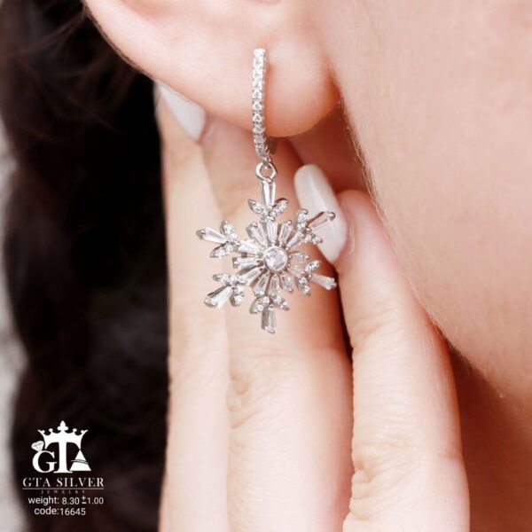 نیم ست نقره میکرو طرح دونه برف کد 16645 - Image 3