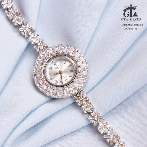 ساعت نقره جواهری روکش رادیوم کد 19141 - Image 4