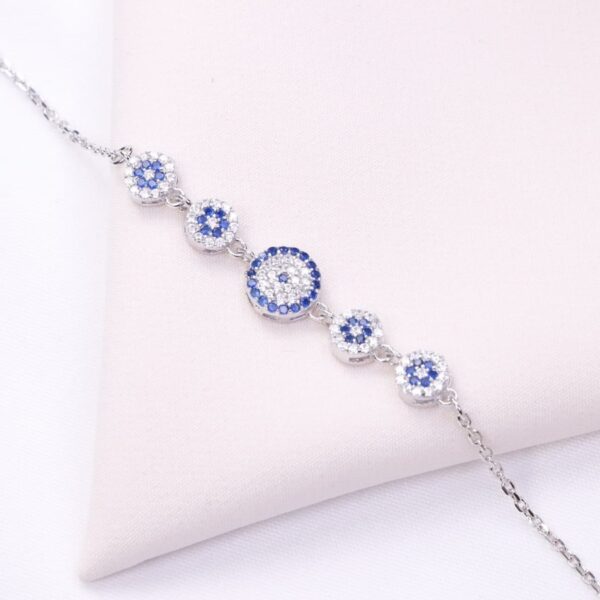 دستبند نقره میکرو چشم نظر کد 22041 - تصویر 2