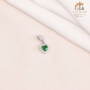 مدال نقره زنانه قلبی تک نگین میکرو کد 21939