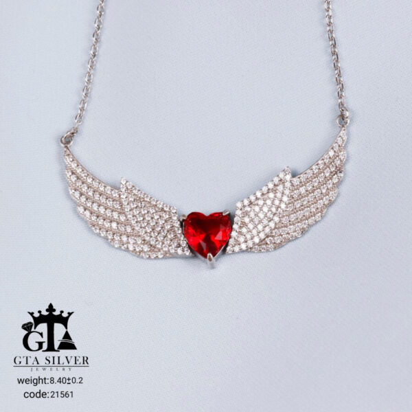 مدال نقره میکرو طرح قلب بالدار کد 21561 - تصویر 3