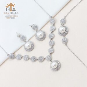 سرویس نقره میکرو زنجیری مرواریدی کد 12025