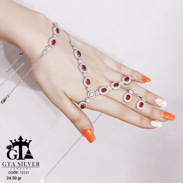 سرویس نقره طرح جواهر میکرو زنجیری کد 12121 - Image 4