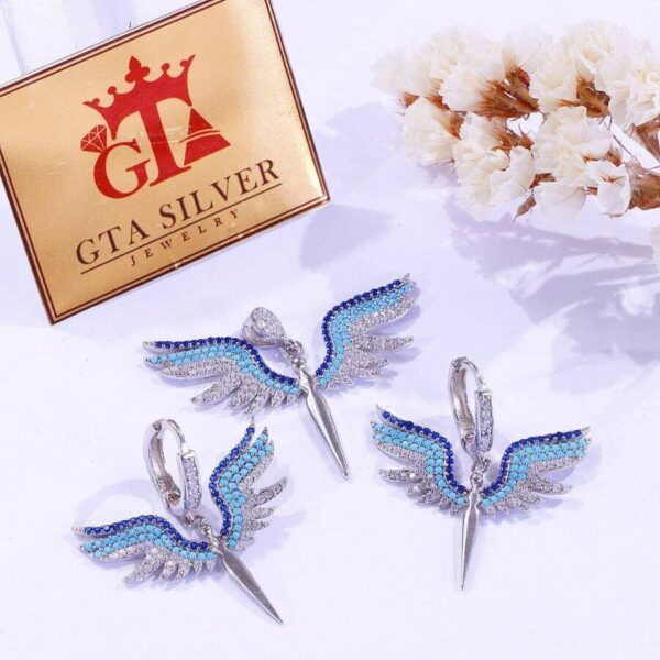 نیم ست نقره میکرو رنگی کد 16237 - Image 2