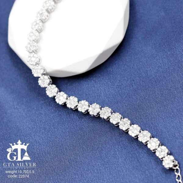 دستبند نقره میکرو طرح فلاور کد 22074 - Image 3