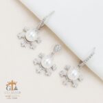 نیم ست نقره میکرو طرح دونه برف مروارید دار کد 16648