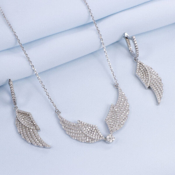 نیم ست نقره میکرو طرح بال کد 16317 - Image 2