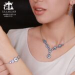 سرویس نقره میکرو زنجیری طرح چشم نظر کد 12183 - Image 2