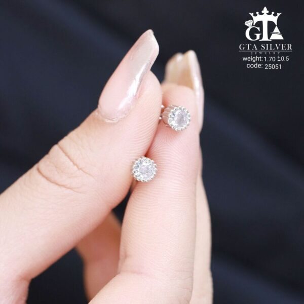 گوشواره نقره میخی میکرو کد 25051 - تصویر 3