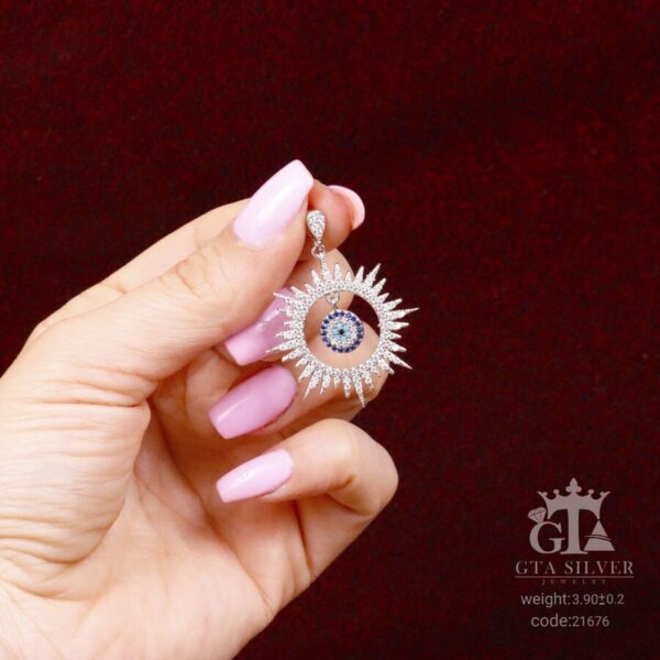 مدال نقره میکرو چشم نظر کد 21676 - Image 2