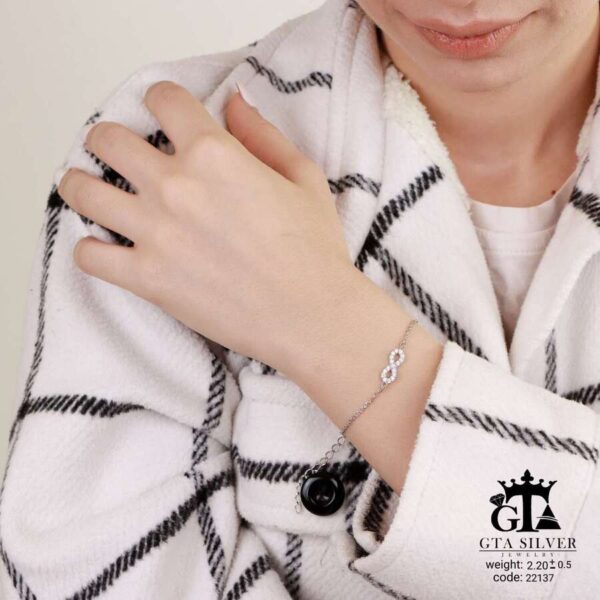 دستبند نقره زنانه میکرو طرح بی‌نهایت کد 22137 - تصویر 3