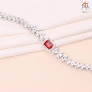 دستبند نقره زنانه میکرو طرح یاقوت سرخ کد 22175