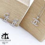 نیم ست نقره میکرو طرح شانل کد 16374 - Image 4