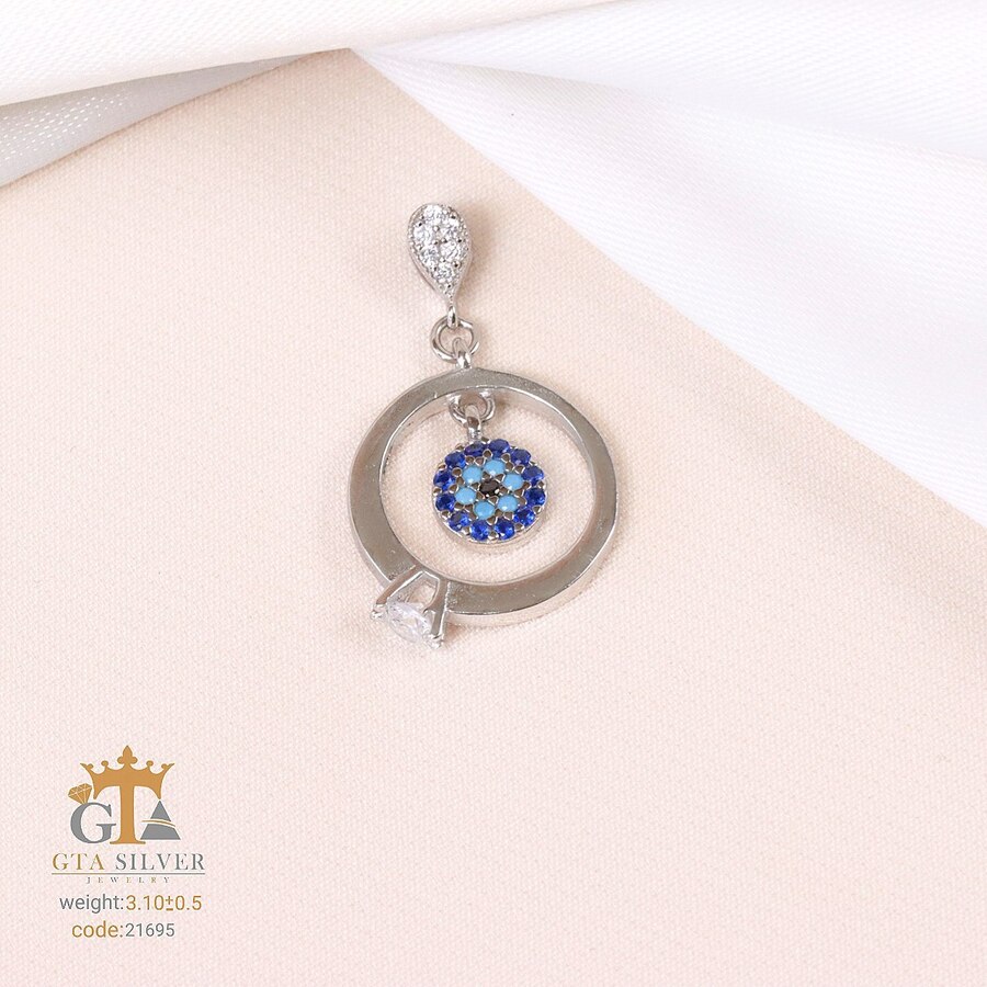 d11362aa-fe81-4fb1-9363-bc8ce67db2ce.jpg مدال نقره میکرو طرح حلقه و چشم نظر کد 21695 - تصویر 1