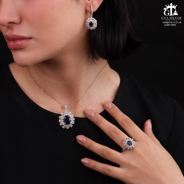 نیم ست نقره کد 16685 - Image 2