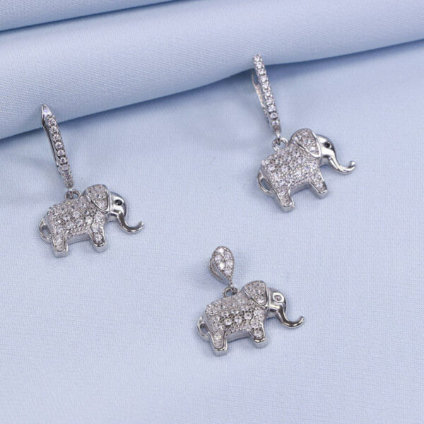 نیم ست نقره میکرو طرح فیل کد 16354 - Image 2