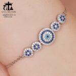 سرویس نقره میکرو زنجیری طرح چشم نظر کد 12184 - تصویر 4