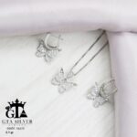 نیم ست نقره میکرو طرح پروانه کد 16372 - Image 3