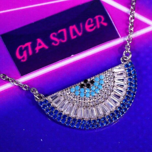 مدال نقره میکرو رنگی چشم نظر کد 21666 - Image 2